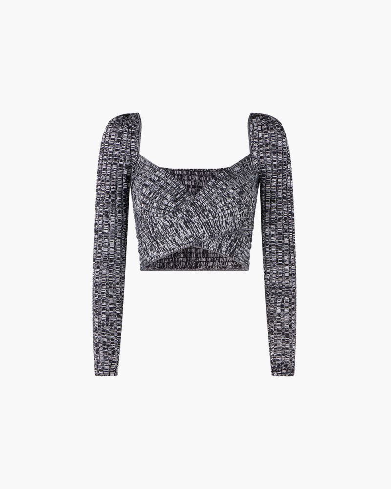 MONOCHROME CROSSOVER KNIT TOP