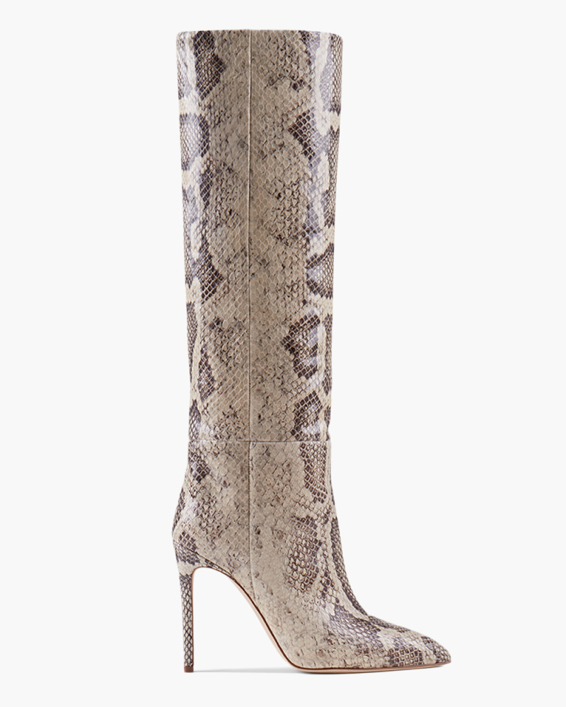 SNAKE EMBOSSED STILETTO BOOTS