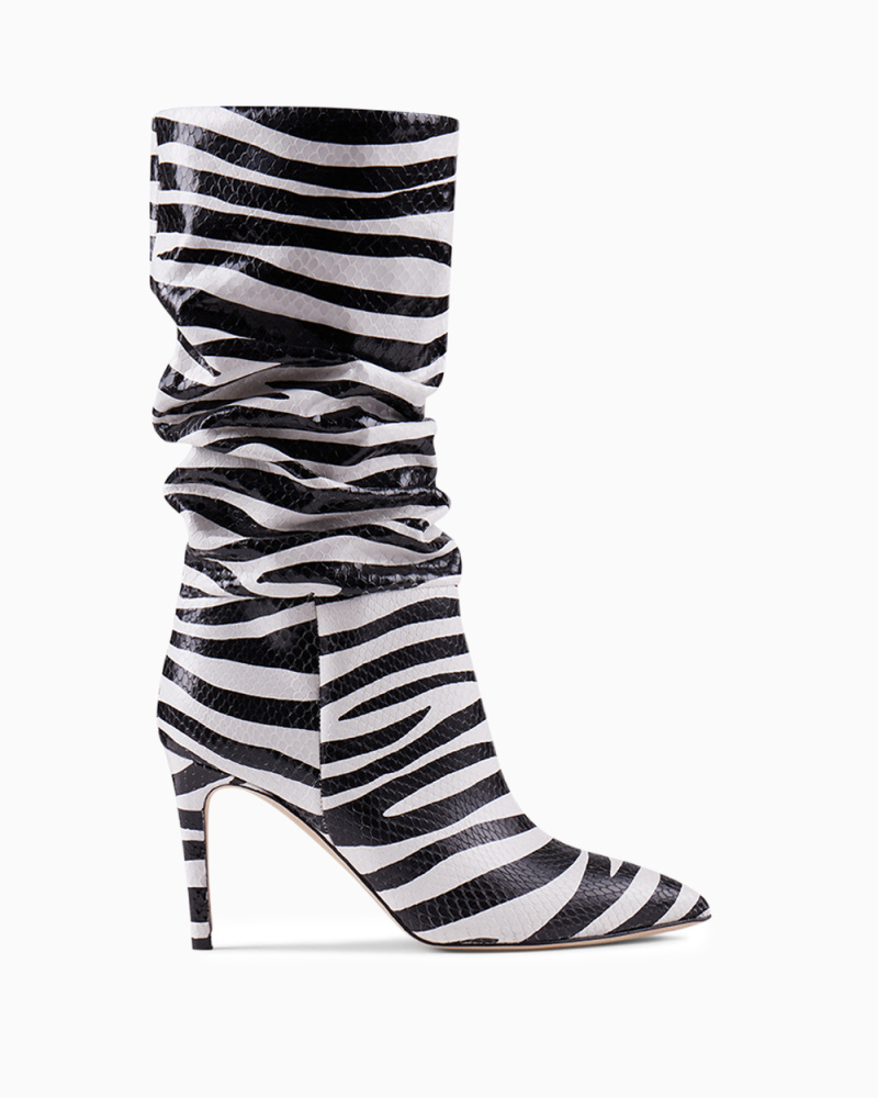 85 MM SLOUCH ZEBRA BOOTS