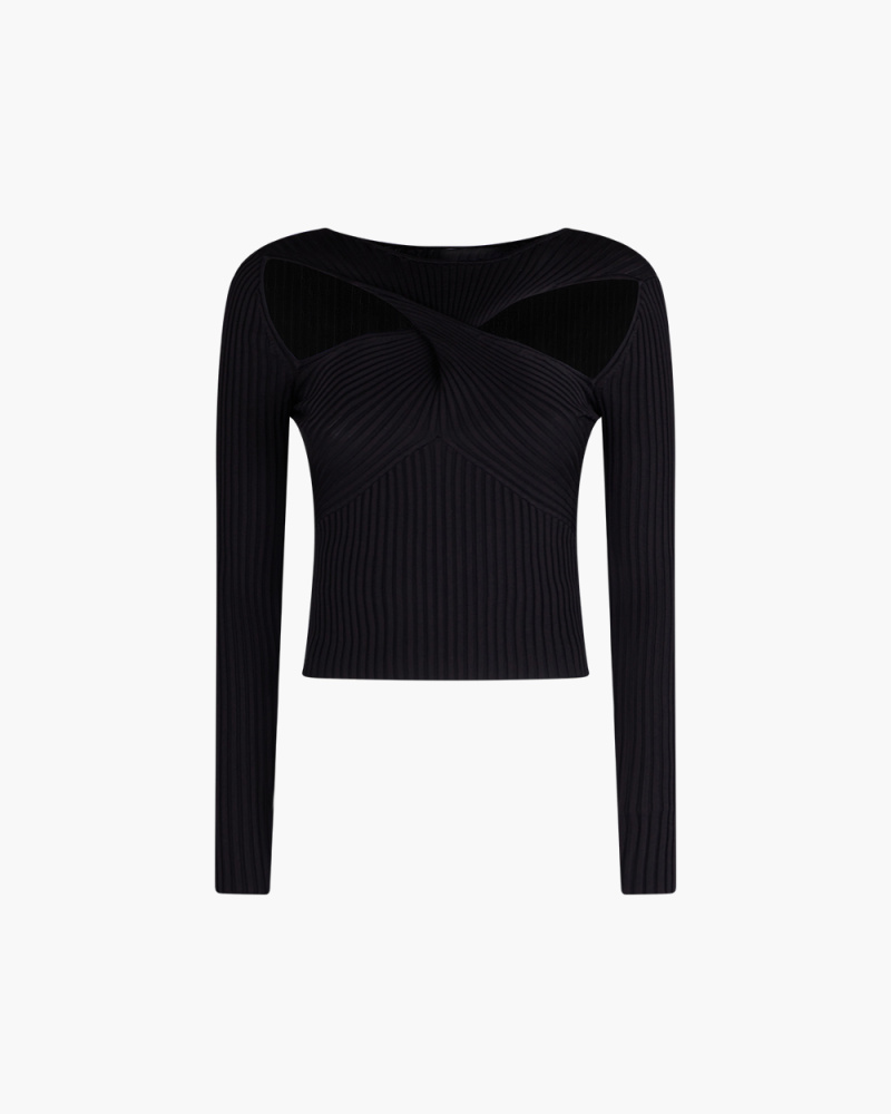 RIBBED KNIT CUT OUT TOP