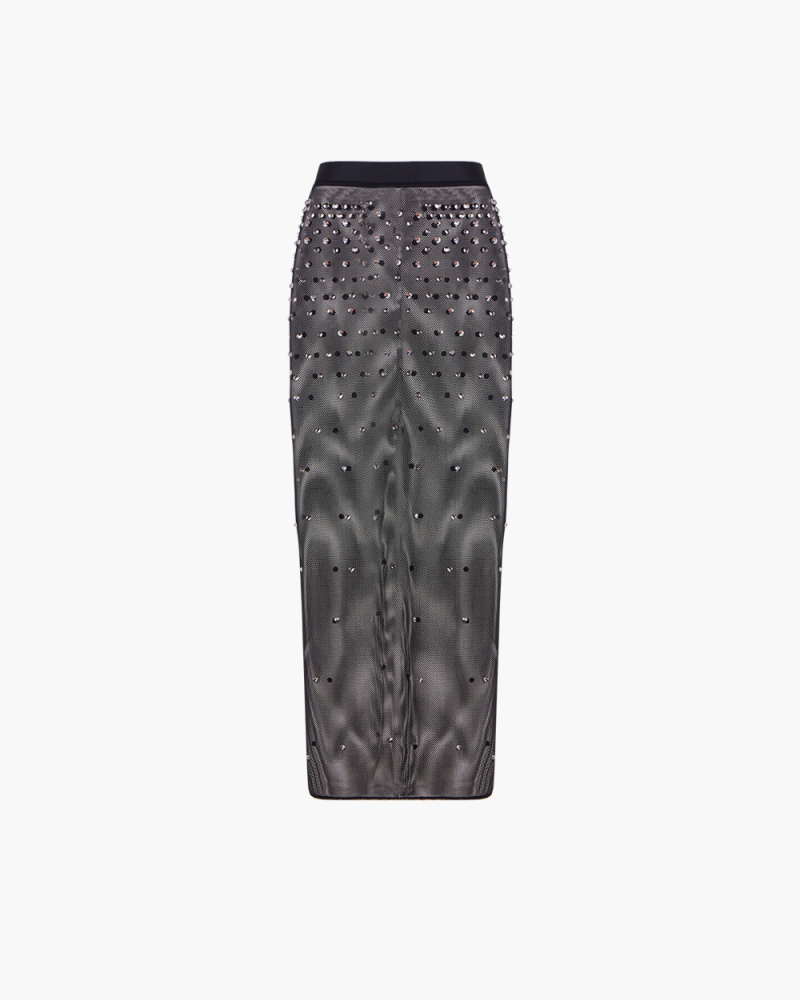 MIDI SKIRT WITH CRYSTALS