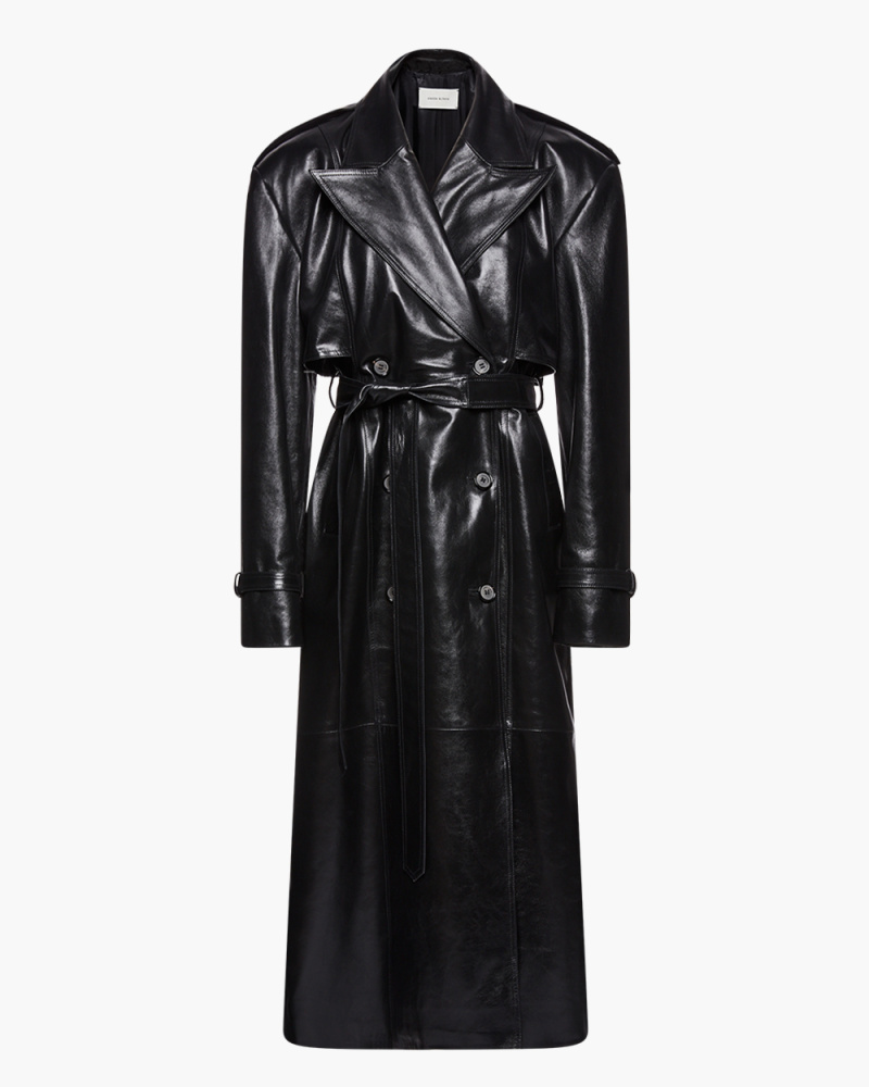 LONG LEATHER TRENCH COAT