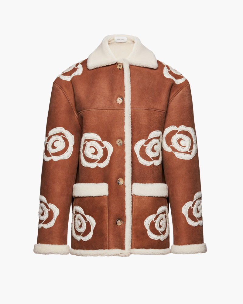 EMBROIDERED SHEARLING COAT