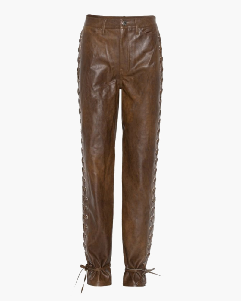 DISTRESSED LEATHER PANTS