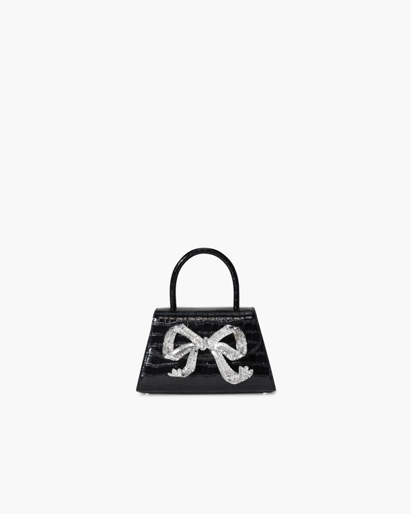 MICRO BOW BAG IN PELLE NERA...