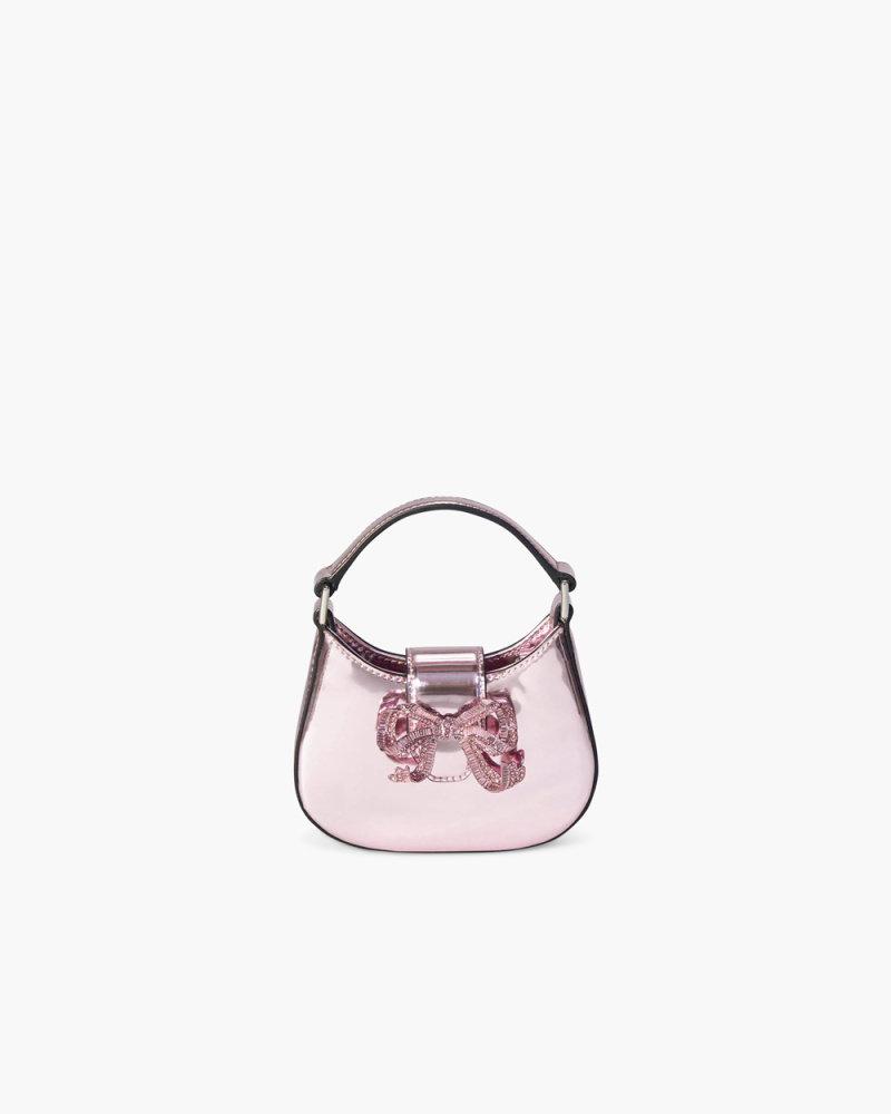 PINK CURVED BOW MICRO BAG