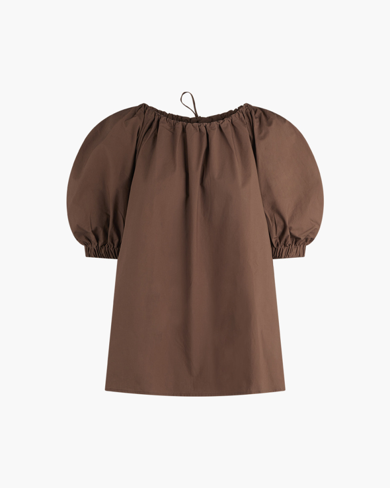 PUFF-SLEEVED COTTON BLOUSE