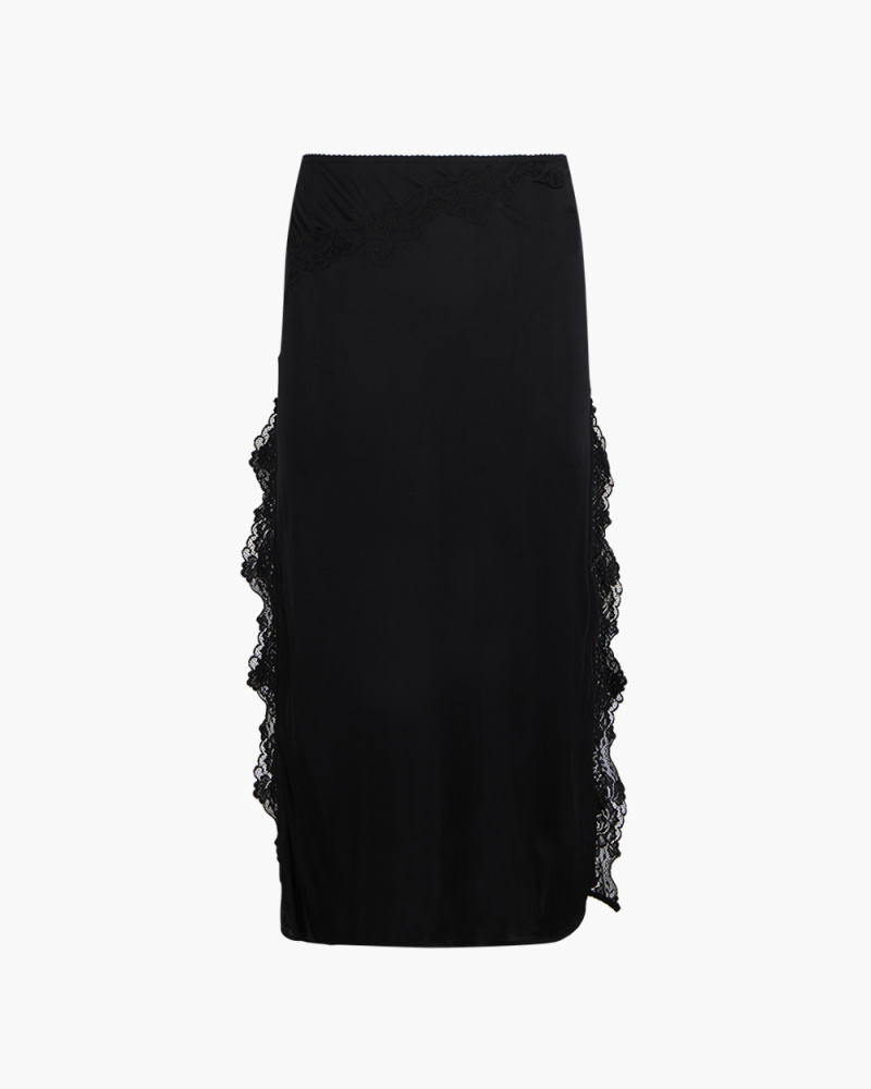 BLACK MAXI SKIRT WITH LACE