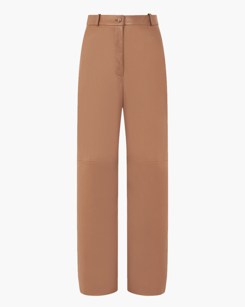 NORO BEIGE CAMEL LEATHER PANTS