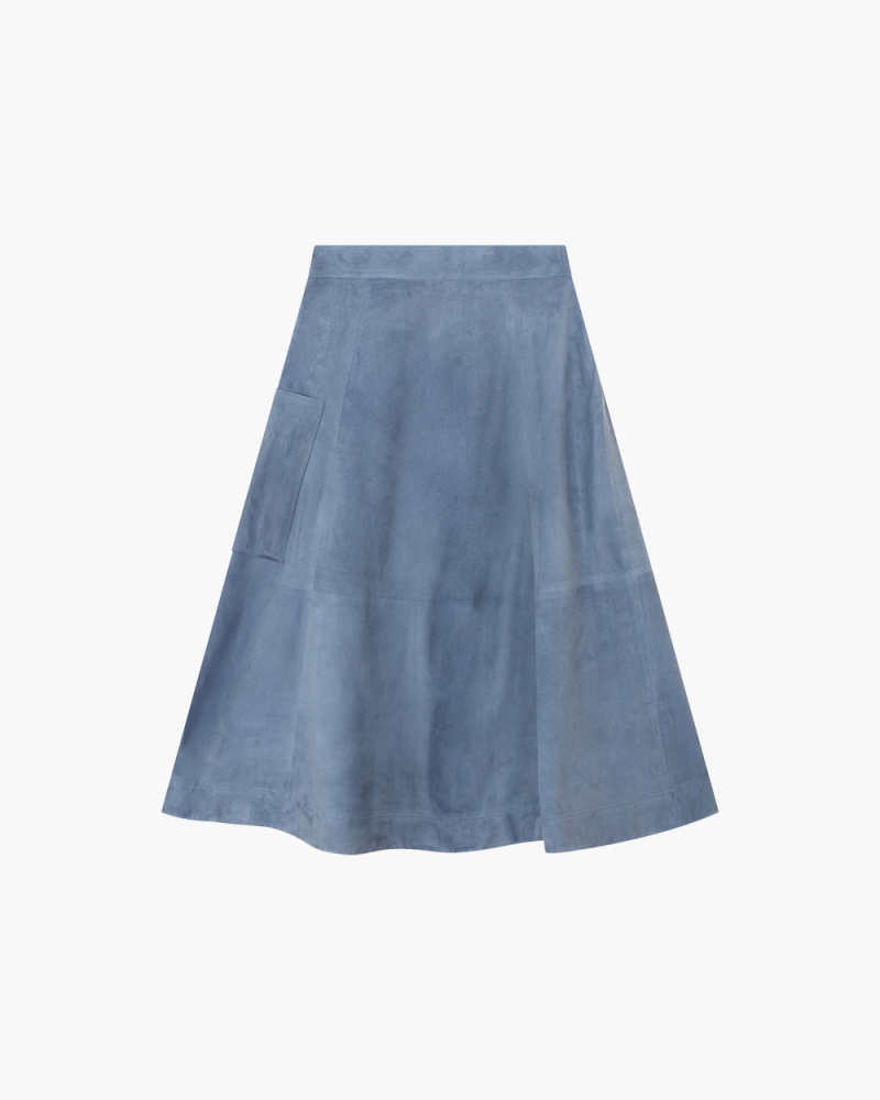THEA BLUE SUEDE LONG SKIRT