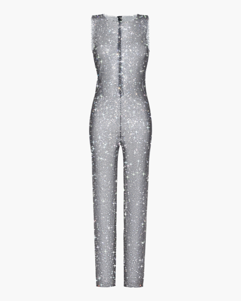BLACK JUMPSUIT WITH CRYSTALS