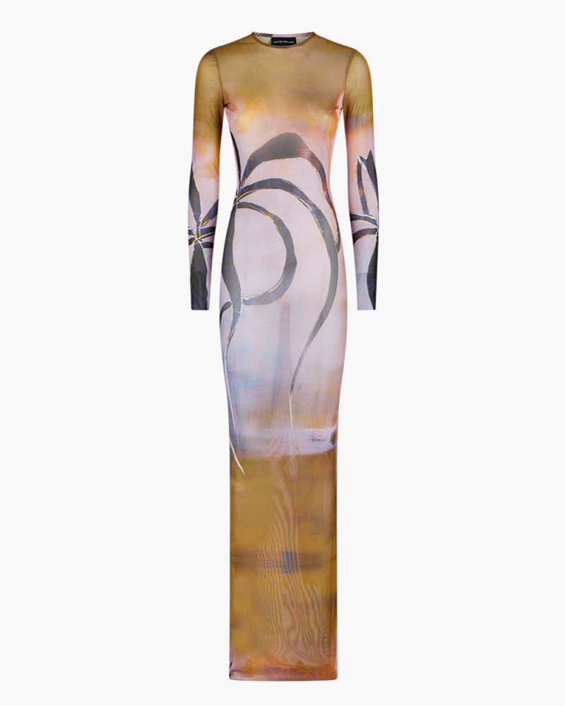 LONG DRESS WITH ENIGMA PRINT