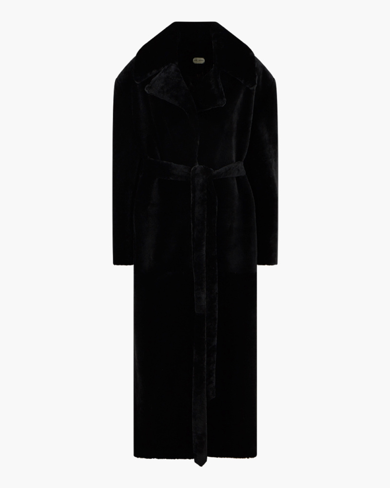 Long shearling coat black
