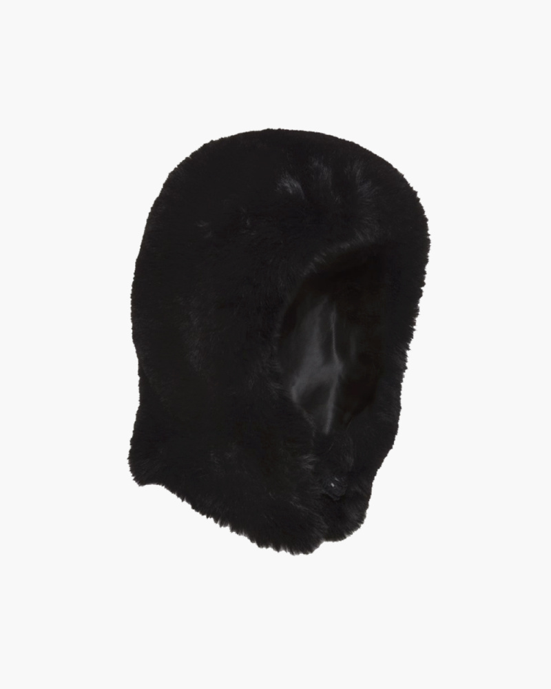 Faux fur trapper hat black