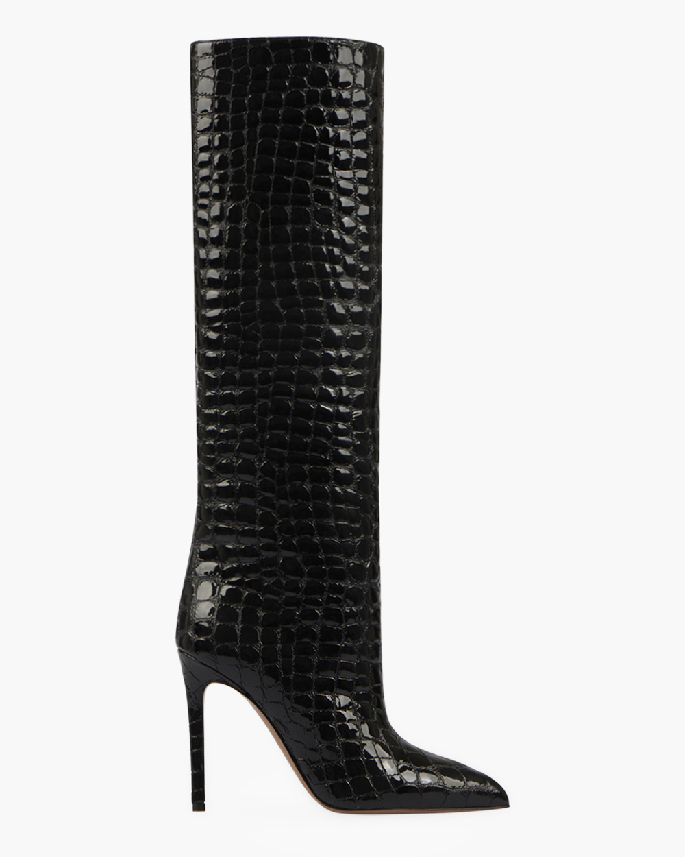 Stiletto boot in BLACK glossy croc-effect