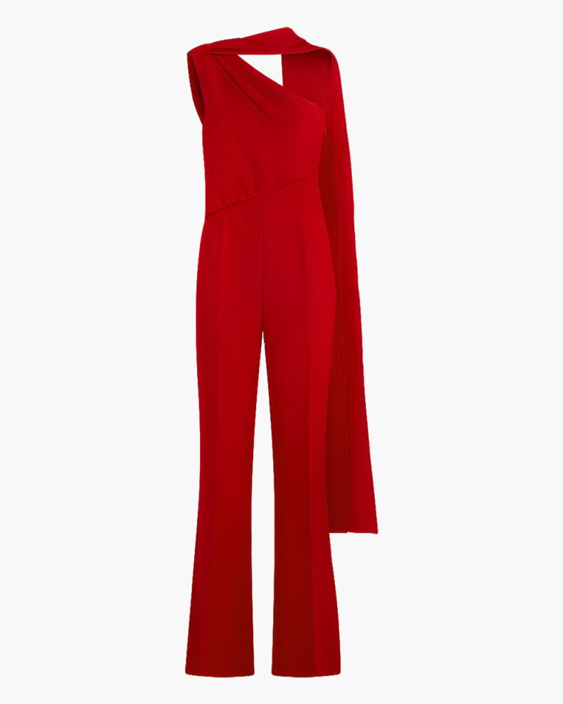 ASYMMETRICAL RED JUMPSUIT...