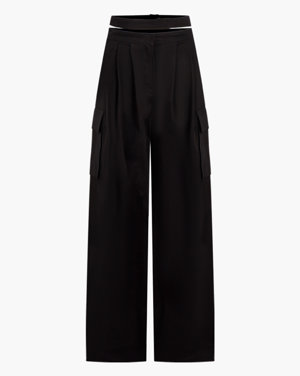 TROUSERS WITH DOUBLE BELT BLACK