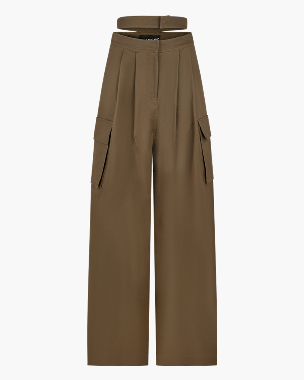 TROUSERS WITH DOUBLE BELT BROWN