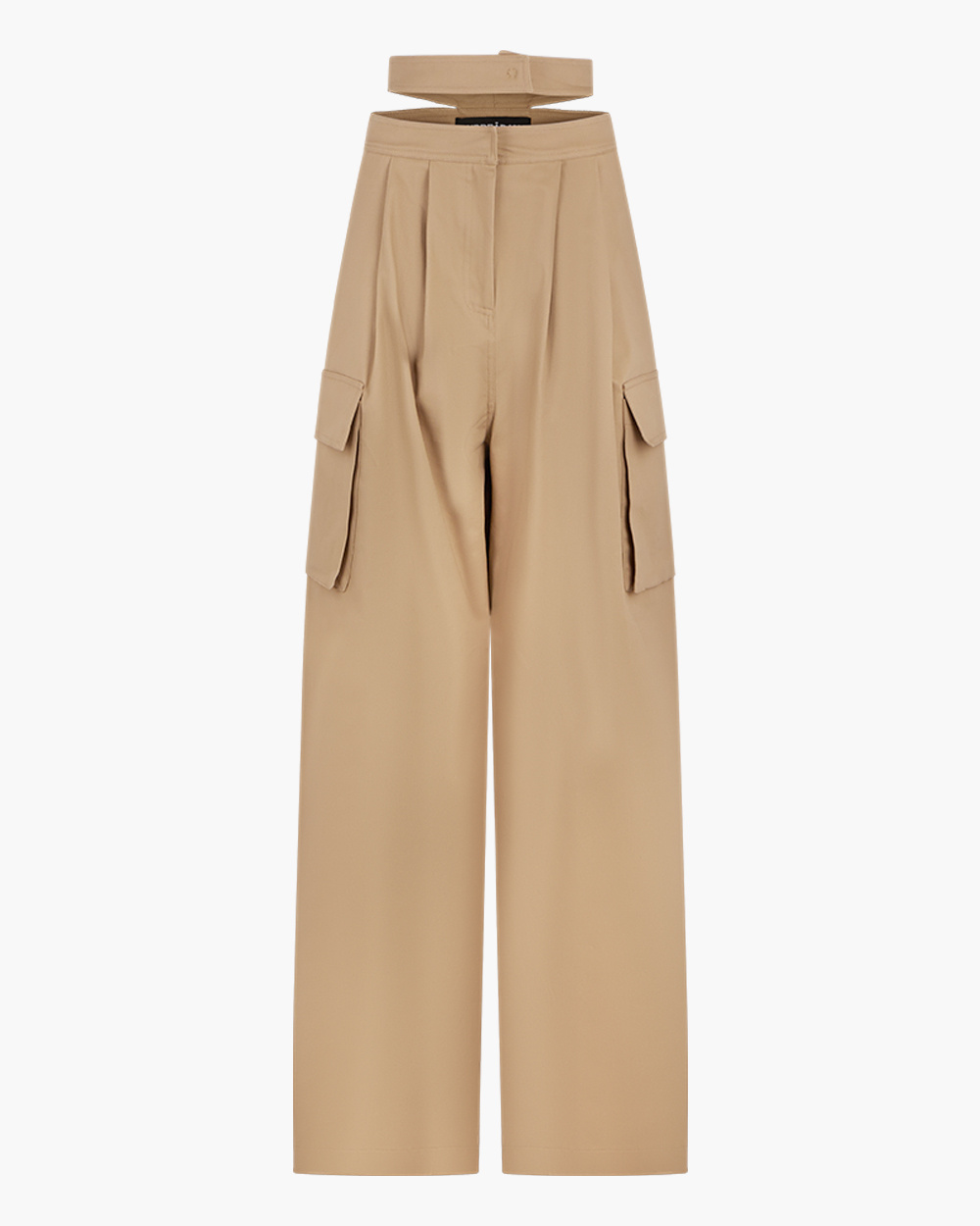 TROUSERS WITH DOUBLE BELT BEIGE