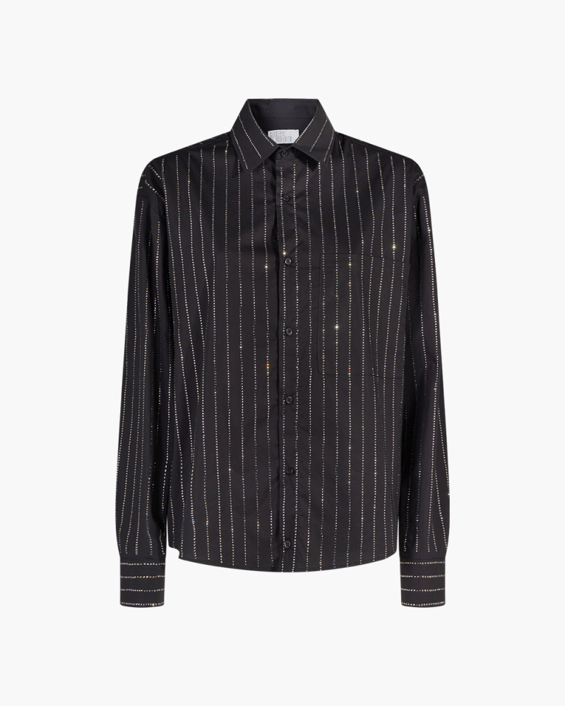 PINSTRIPED SHIRT WITH BLACK...