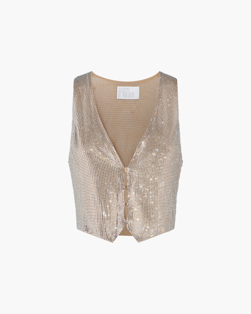 GILET CON STRASS ALL-OVER