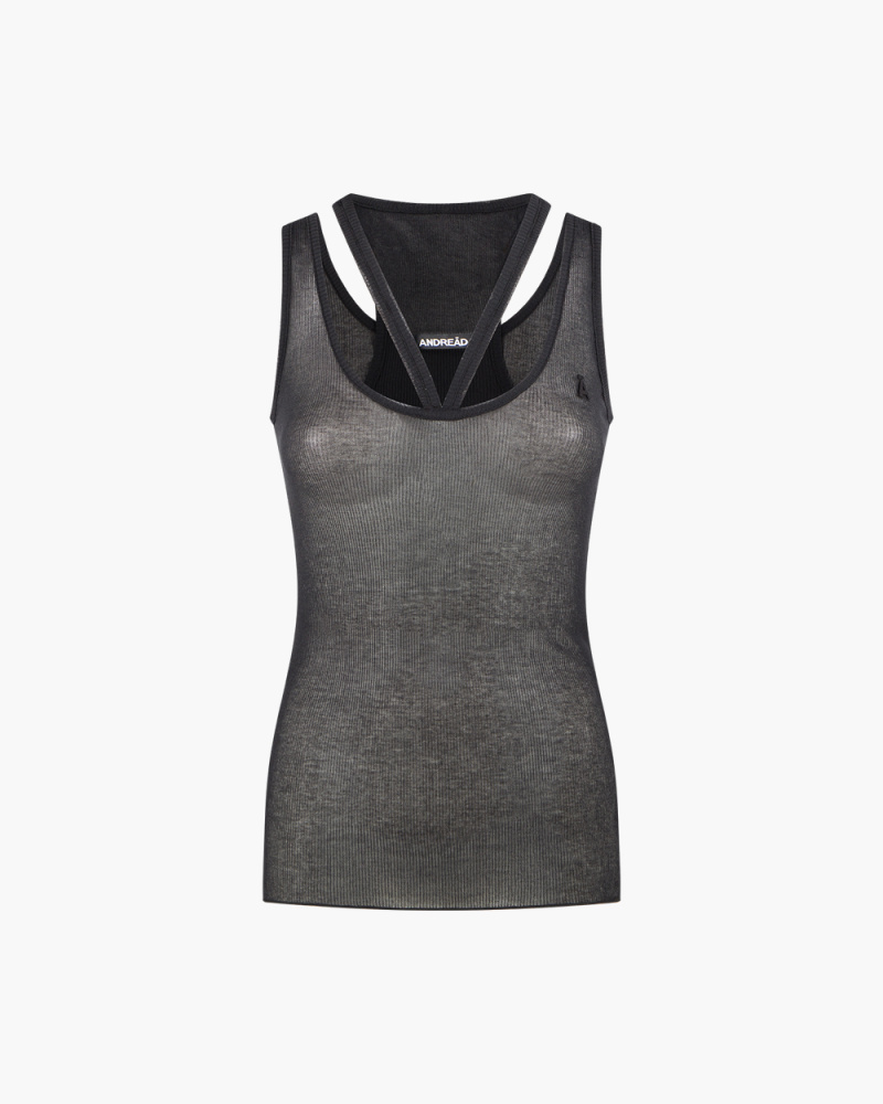 TANK TOP IN JERSEY NERO
